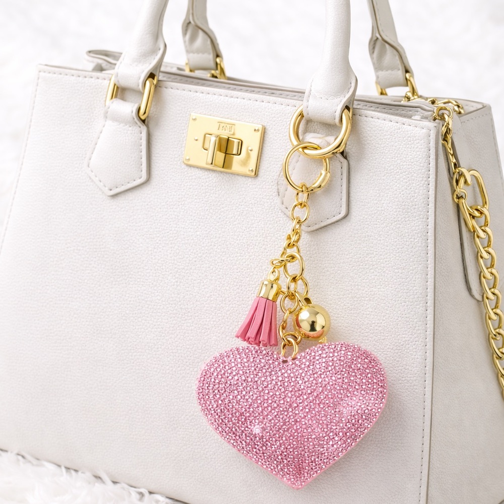 Pink Heart Bling Key Chain/ Bag Charm
